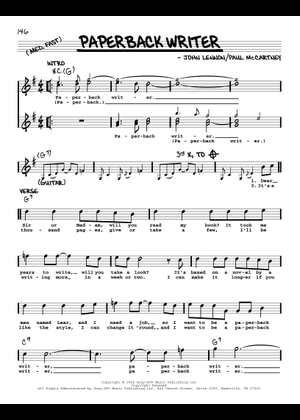 Play Official version of Paperback writer Sheet Music by The Beatles ...