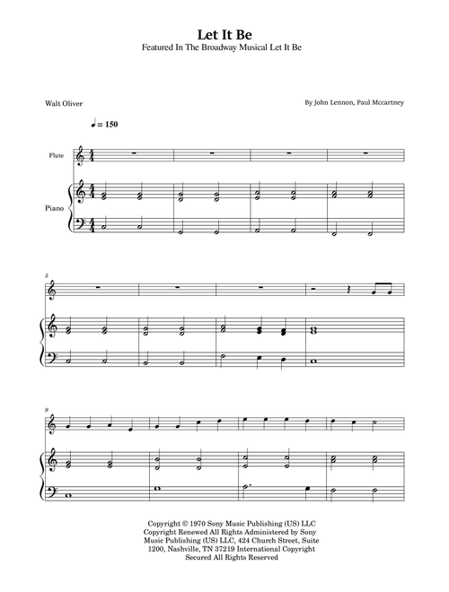 Let It Be (Arr. Walt Oliver) - The Beatles (Flute and Piano)