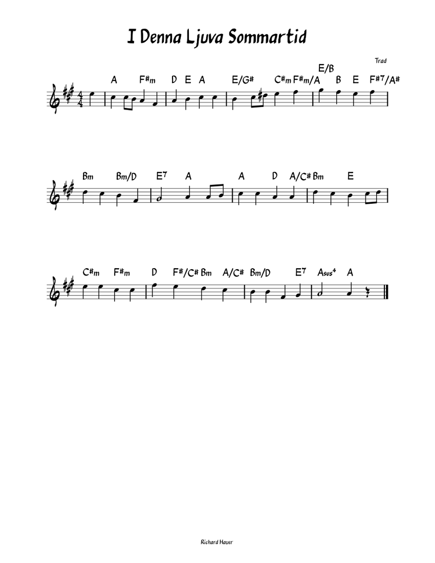 I denna Ljuva Sommartid Paul Gerhardt Sheet music for Piano (Jazz