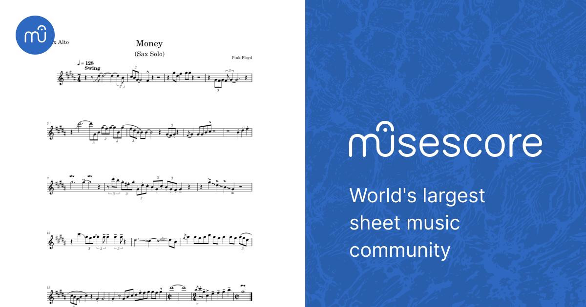 Money Sax Solo Pink Floyd (Sax Alto Transcription) Sheet music for