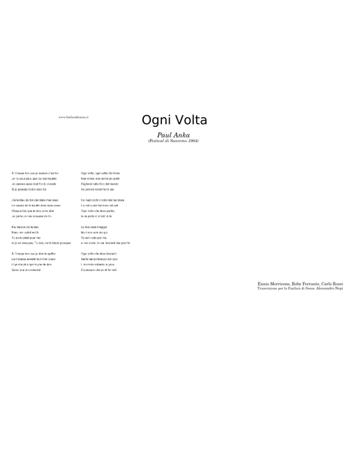 Ogni Volta - PaulAnka sheet music arranged by dandoepi