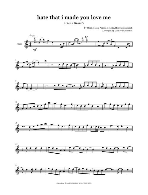 Hate That I Made You Love Me (Arr. Glauco Fernandes) - Ariana Grande, Martin Max, Ilya Salmanzadeh (Flute Solo)