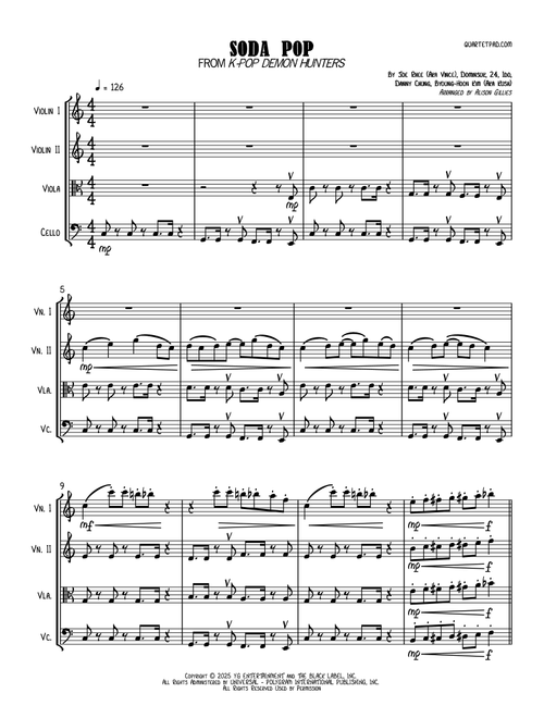 Soda Pop (Arr. Alison Gillies) - Saja Boys (String Quartet)
