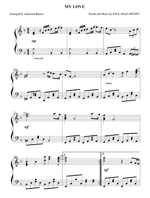 My Love (Arr. Antonieta Ramos Valverde) - Paul Mccartney & Wings (Piano Solo)