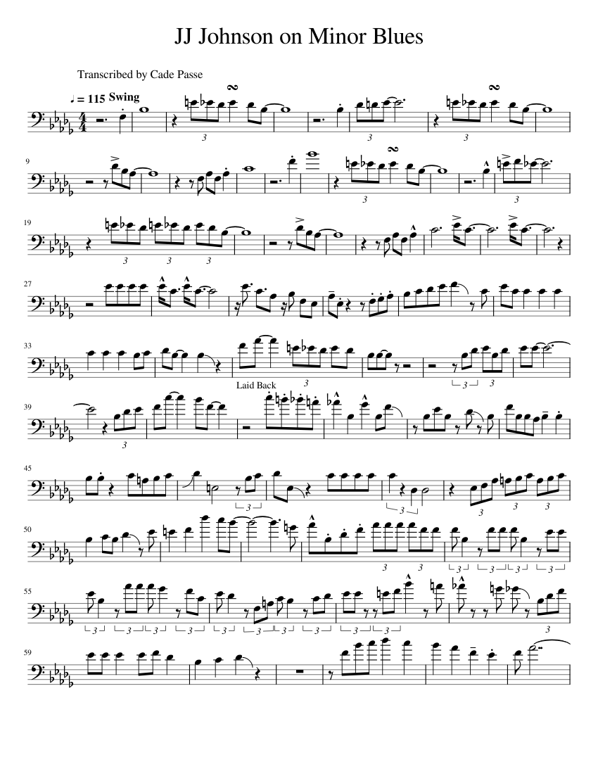 JJ Johnson on Minor Blues Sheet Music for Trombone (Solo