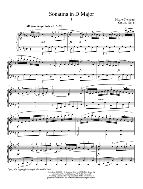 Sonatina In D Major, Op. 36, No. 6 (Ed. Jennifer Linn) - Muzio Clementi (Piano Solo)
