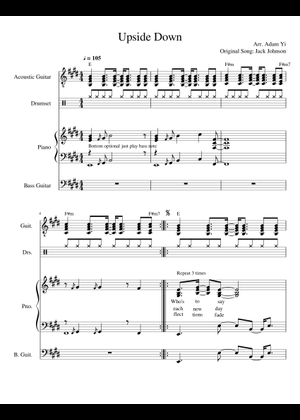 Tulip Upside-down 楽譜 Upside Down Sheet Music for Trombone, Tuba, Flute piccolo