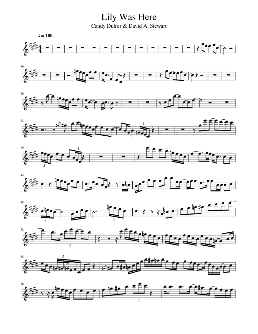 Lily Was Here Sheet Music for Saxophone alto (Solo) | MuseScore.com
