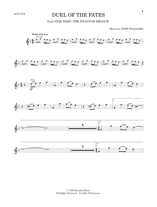 Duel Of The Fates (from Star Wars: The Phantom Menace) - John Williams (Alto Sax Solo)