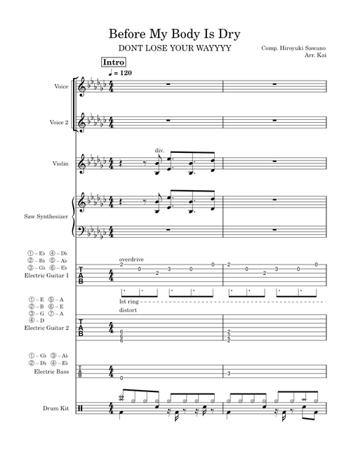Before my body is dry – Hiroyuki Sawano | Full Arrangement