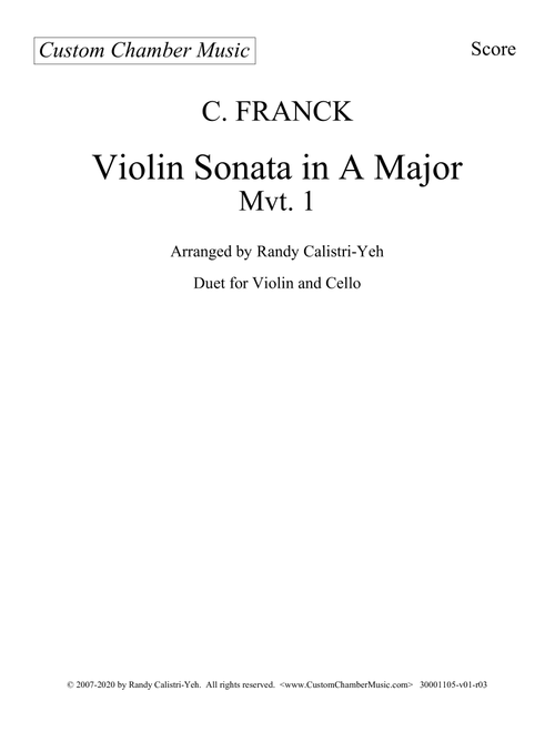 Franck Violin Sonata, Mvt. I (violin/cello duet) (Arr. Randy Calistri-Yeh) - Cesar Franck (Instrumental Duet)