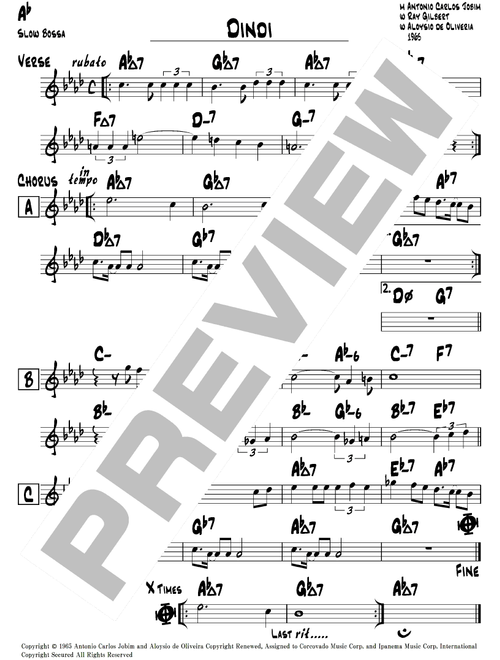 Dindi (Arr. Jimita) - Antonio Carlos Jobim, Ray Gilbert, Aloysio De Oliveira (Lead Sheet - Fake Book)