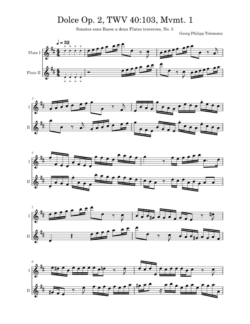 Dolce Op. 2, TWV 40:103 – Georg Philipp Telemann Sheet Music for