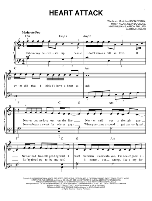Heart Attack - Demi Lovato (Very Easy Piano)