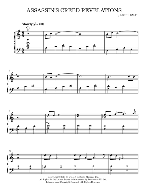 Assassin's Creed: Revelations - Main Theme - Lorne Balfe (Easy Piano)