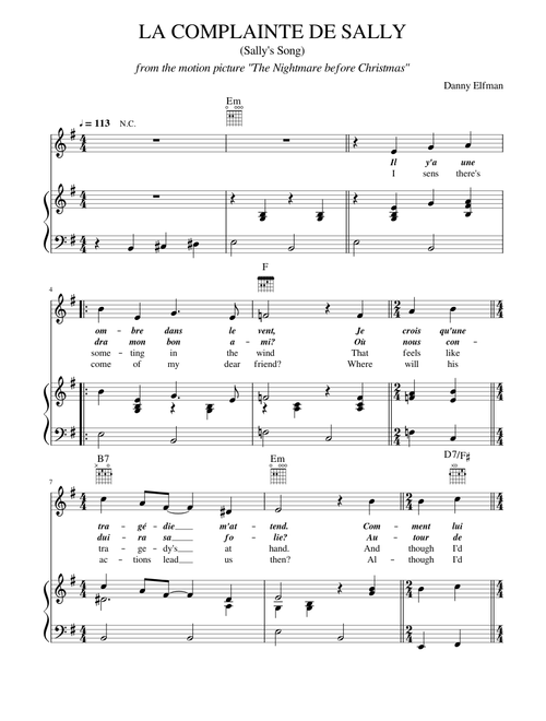 LA COMPLAINTE DE SALLY Sally's Song