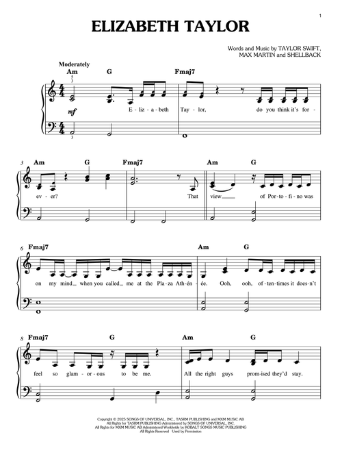 Elizabeth Taylor - Taylor Swift (Easy Piano)