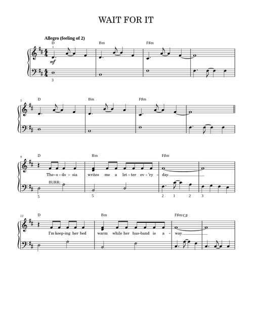 Wait For It - Benj Pasek and Justin Paul; Piano Arrangement: Alex Lacamoire and Justin Paul