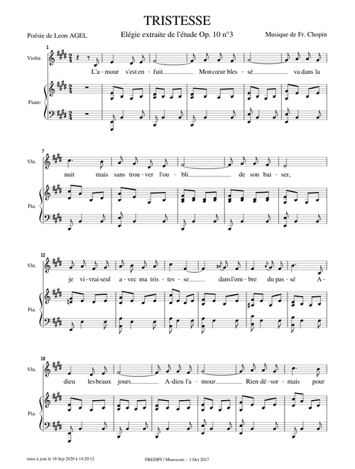 TRISTESSE - Violin and Piano