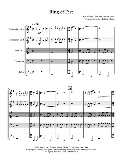 Ring Of Fire (Arr. Sheldon Stotts) - Johnny Cash (Brass Ensemble)