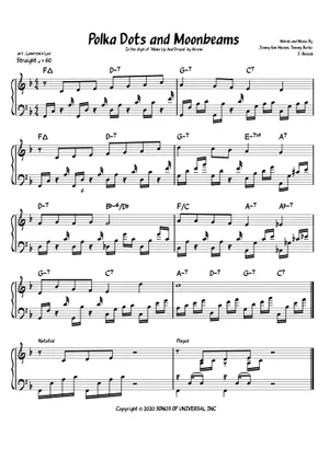 Polkadots & Moonbeams - Jimmy Van Heusen Sheet Music with Chords Polkadots & Moonbeams - Jimmy Van Heusen Sheet Music with Chords