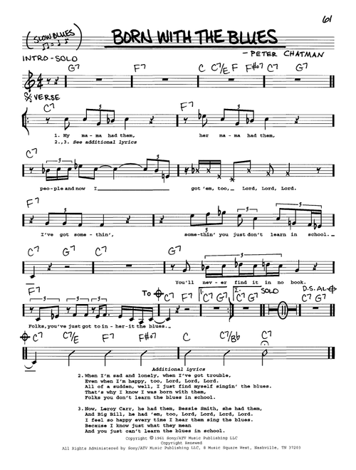 Born With The Blues - Memphis Slim (Real Book - Melody-Chords-Lyrics)