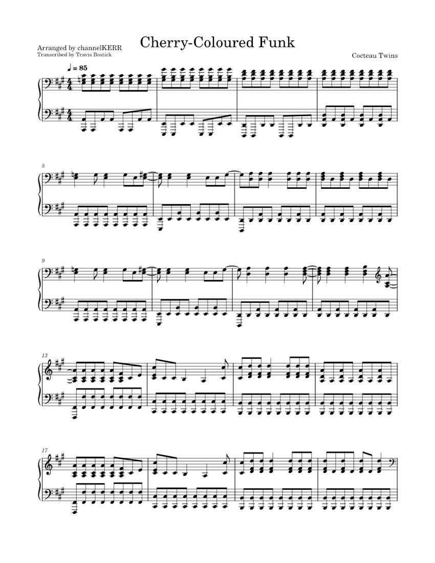 Cherry-Coloured Funk - Cocteau Twins Sheet Music for Piano (Solo ...