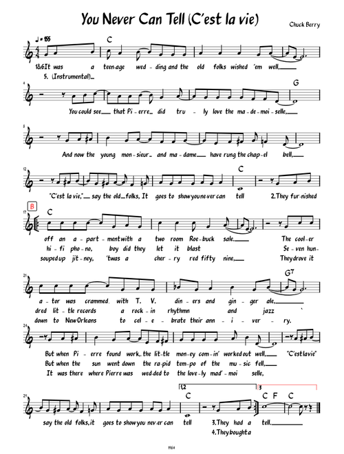 You Never Can Tell (C'est la vie) (Lead sheet with lyrics )
