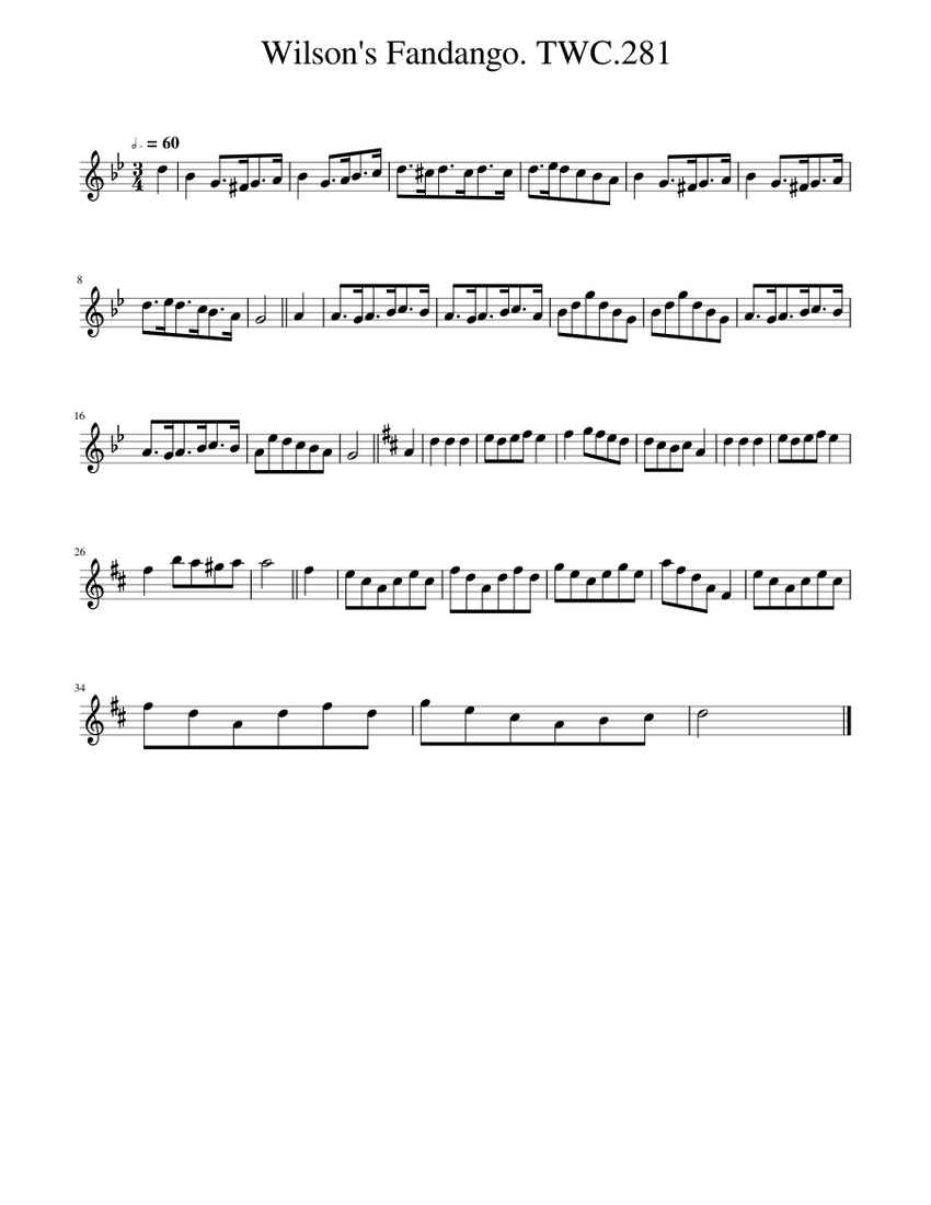 Wilson's Fandango. TWC.281 Sheet music for Piano (Solo) Easy ...