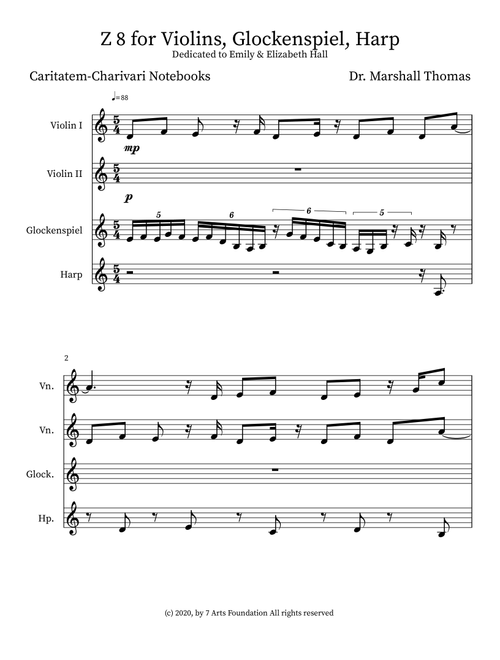 Z 8 for Violins, Glockenspiel, Harp - Celebrity Chamber Players (Small Ensemble)