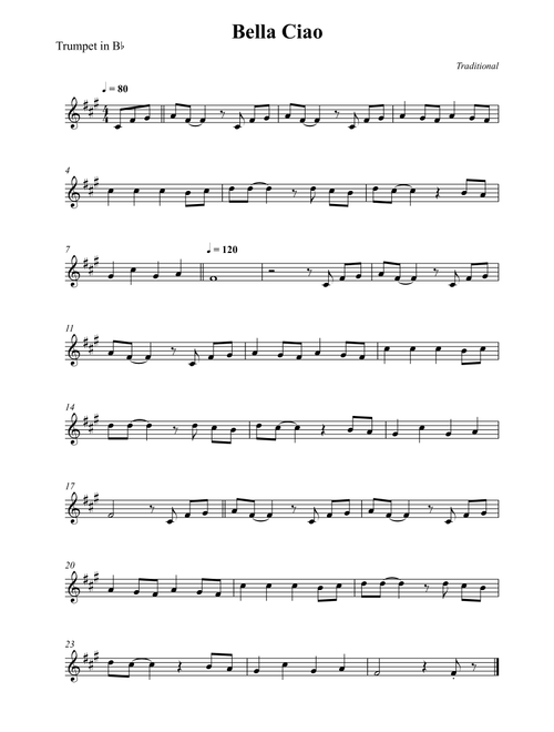 Free beginner Trumpet in b-flat sheet music | Download PDF or