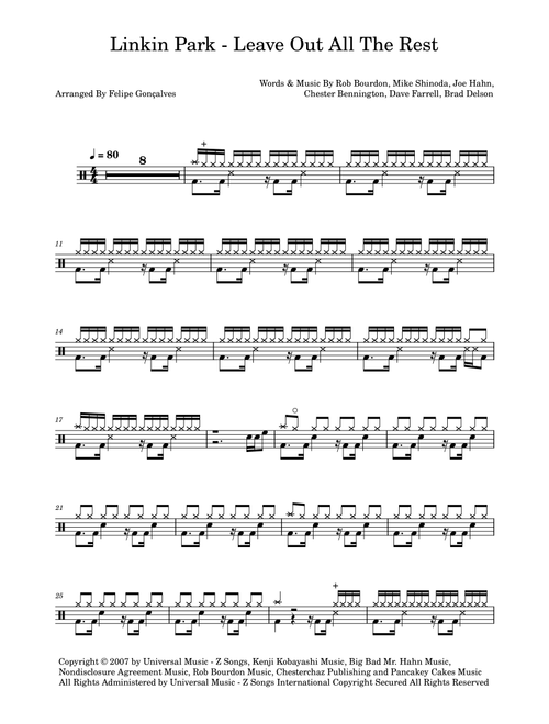 Leave Out All The Rest (Arr. The Ninja) - Linkin Park (Drums)