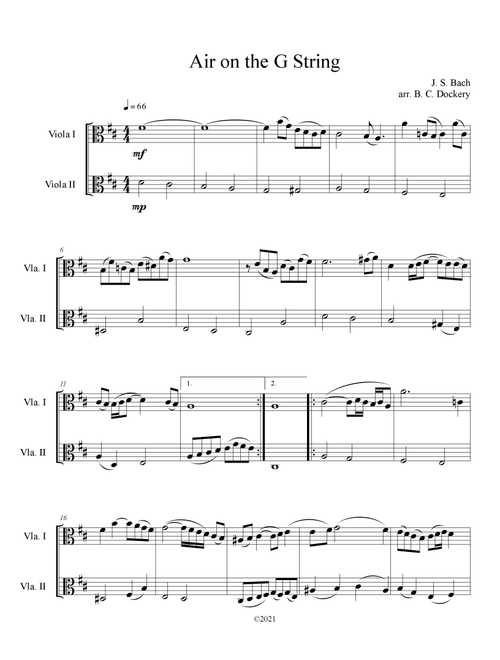Air on the G String (Viola Duet) (Arr. B. C. Dockery) - J S Bach (Viola Duet)