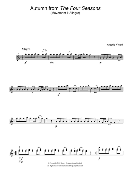 Autumn (from The Four Seasons), 1st Movement - Antonio Vivaldi (Violin Solo)