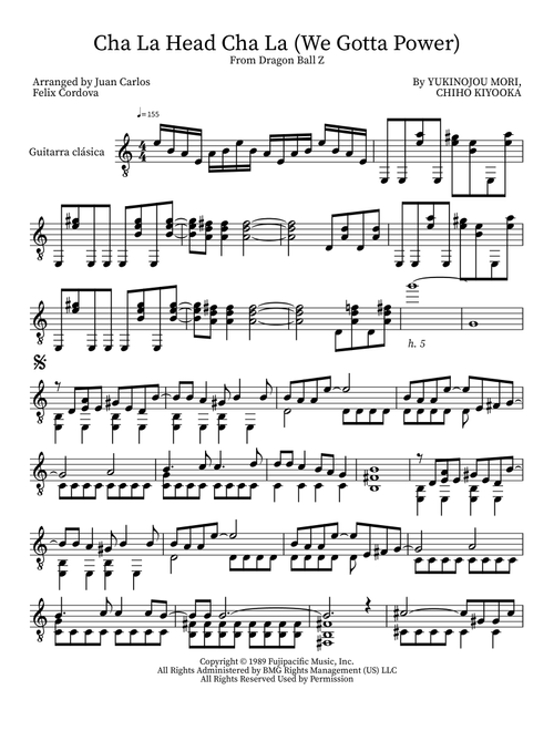 Cha La Head Cha La (We Gotta Power) (Arr. Juan Carlos Felix Cordova) - Chiho Kiyooka, Yukinojou Mori (Solo Guitar)