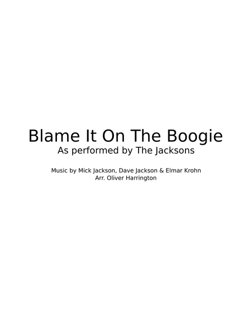 Blame It On The Boogie - Steelband Arrangement