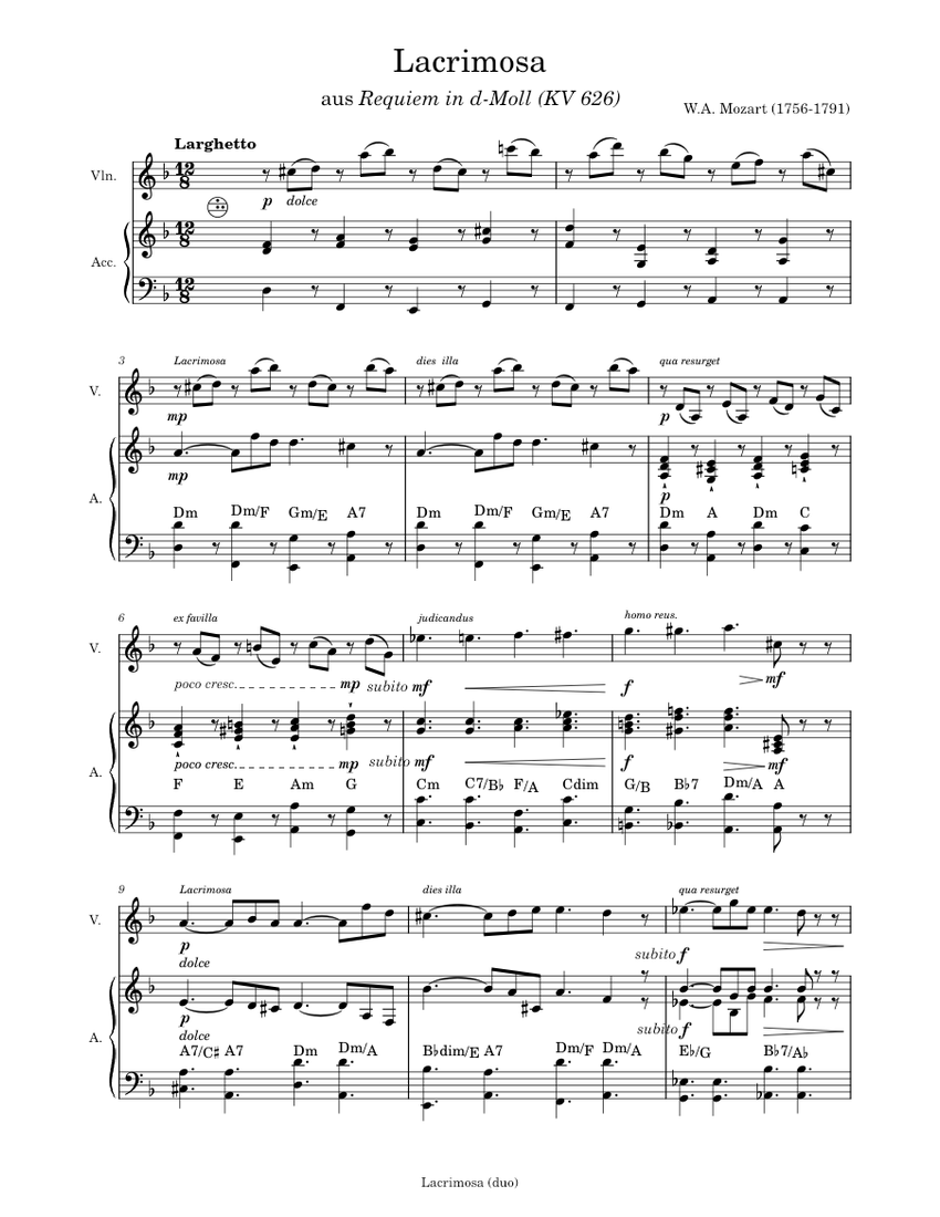 Requiem in D minor, K.626 – Wolfgang Amadeus Mozart - Lacrimosa