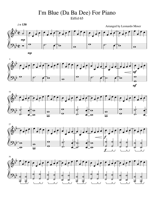 I'm Blue (Da Ba Dee) For Piano