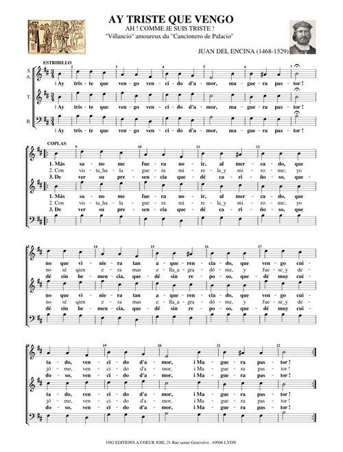 Ay Triste que vengo - Juan Del Encina  (3 voix MuseScore)