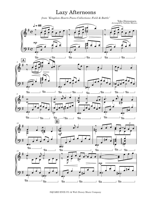 Lazy Afternoons – Yoko Shimomura from Kingdom Hearts Piano Collections: Field & Battle