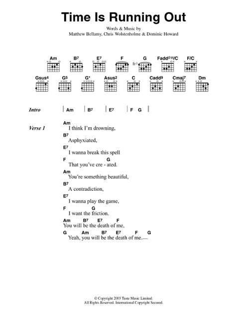 Time Is Running Out - Muse (Guitar Chords-Lyrics)