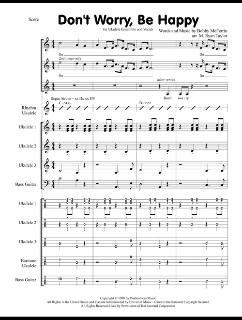 Don't Worry, Be Happy (Arr. M. Ryan Taylor) - Bobby McFerrin (Small Ensemble)