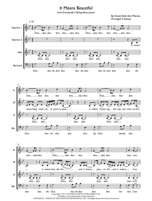 It Means Beautiful (Arr. Stephanie Seeney) - Dan Gillespie Sells (Choral, SSAB)