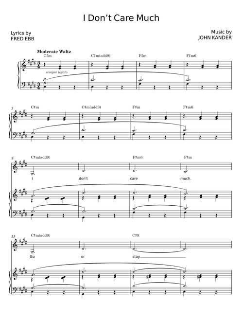 I Don't Care Much - John Kander and Fred Ebb