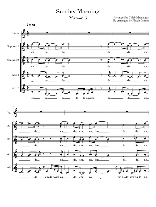 Sunday morning – Maroon 5 ssaa acapella
