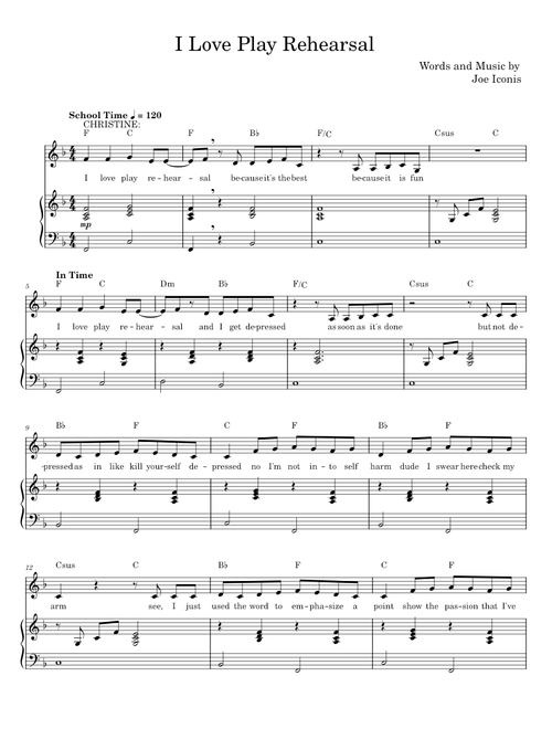 I Love Play Rehearsal (from Be More Chill) - Joe Iconis