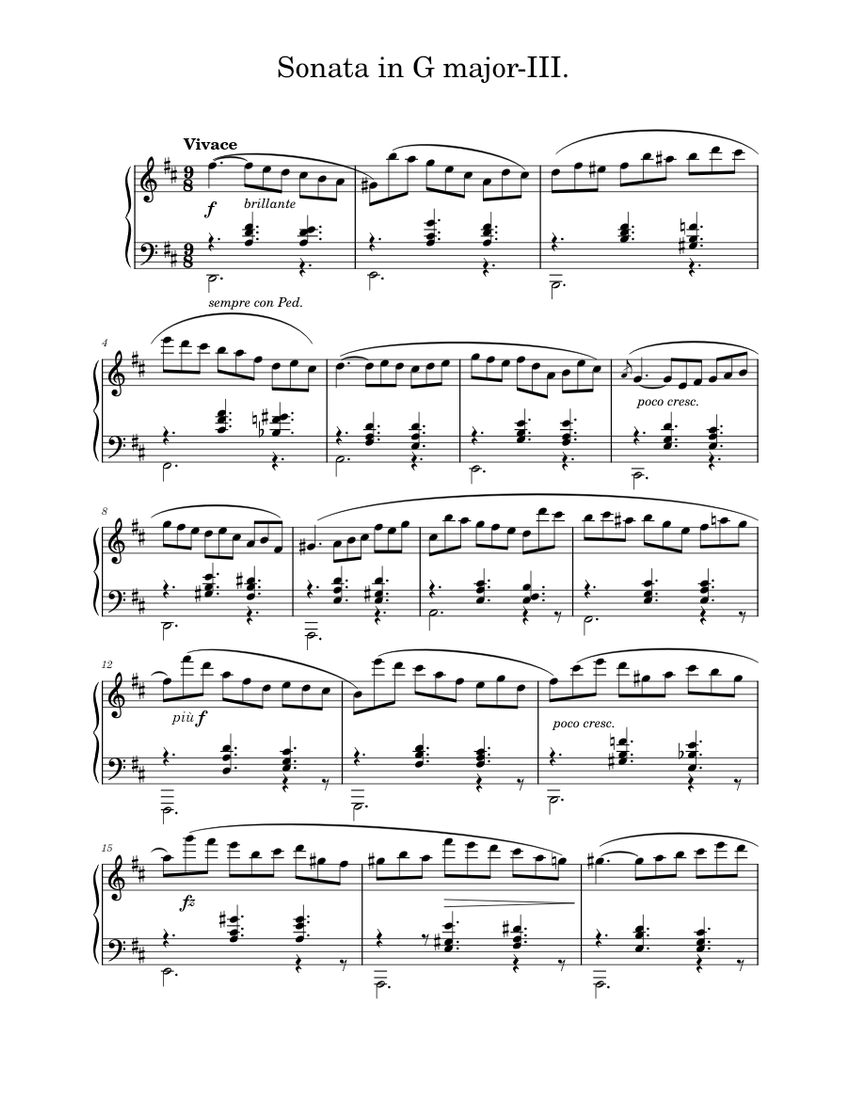 Sonata in G major [3rd movement] Sheet music for Piano (Solo ...