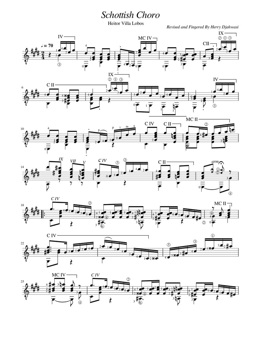 VILLA LOBOS 楽譜 タブ譜付き楽譜 エイトル・ヴィラ＝ロボス 前奏曲第5番 Sheet