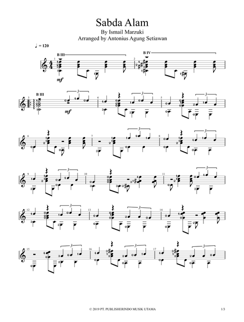 Sabda Alam (Arr. Antonius Agung Setiawan) - Ismail Marzuki (Solo Guitar)