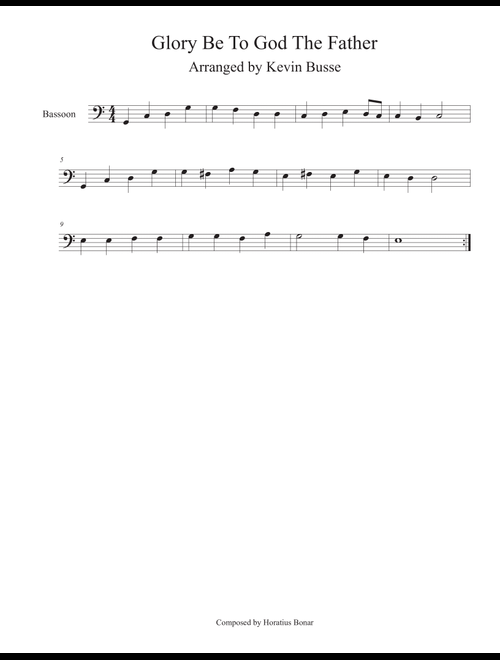 Glory Be To God The Father (Easy key of C) - Bassoon (Arr. Kevin Busse) (Bassoon Solo)